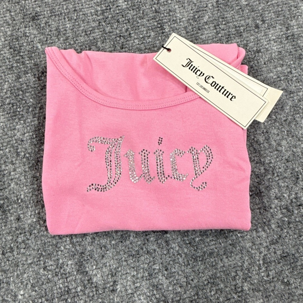 Juicy Couture Bling Tank Womens M Hot Hot Pink Rhinestone Y2K Crop Top NWT
